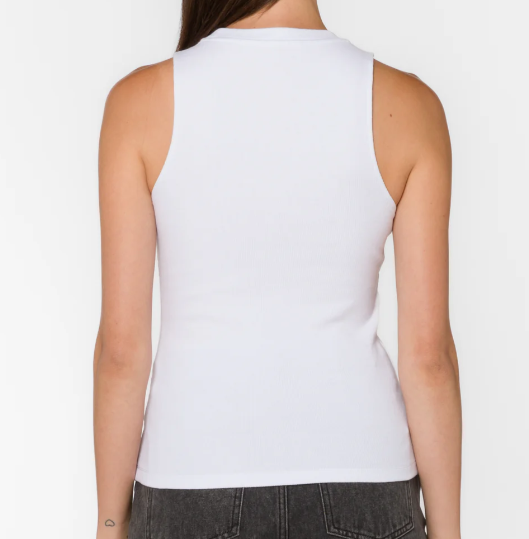 WHITE RIBBED TANK
