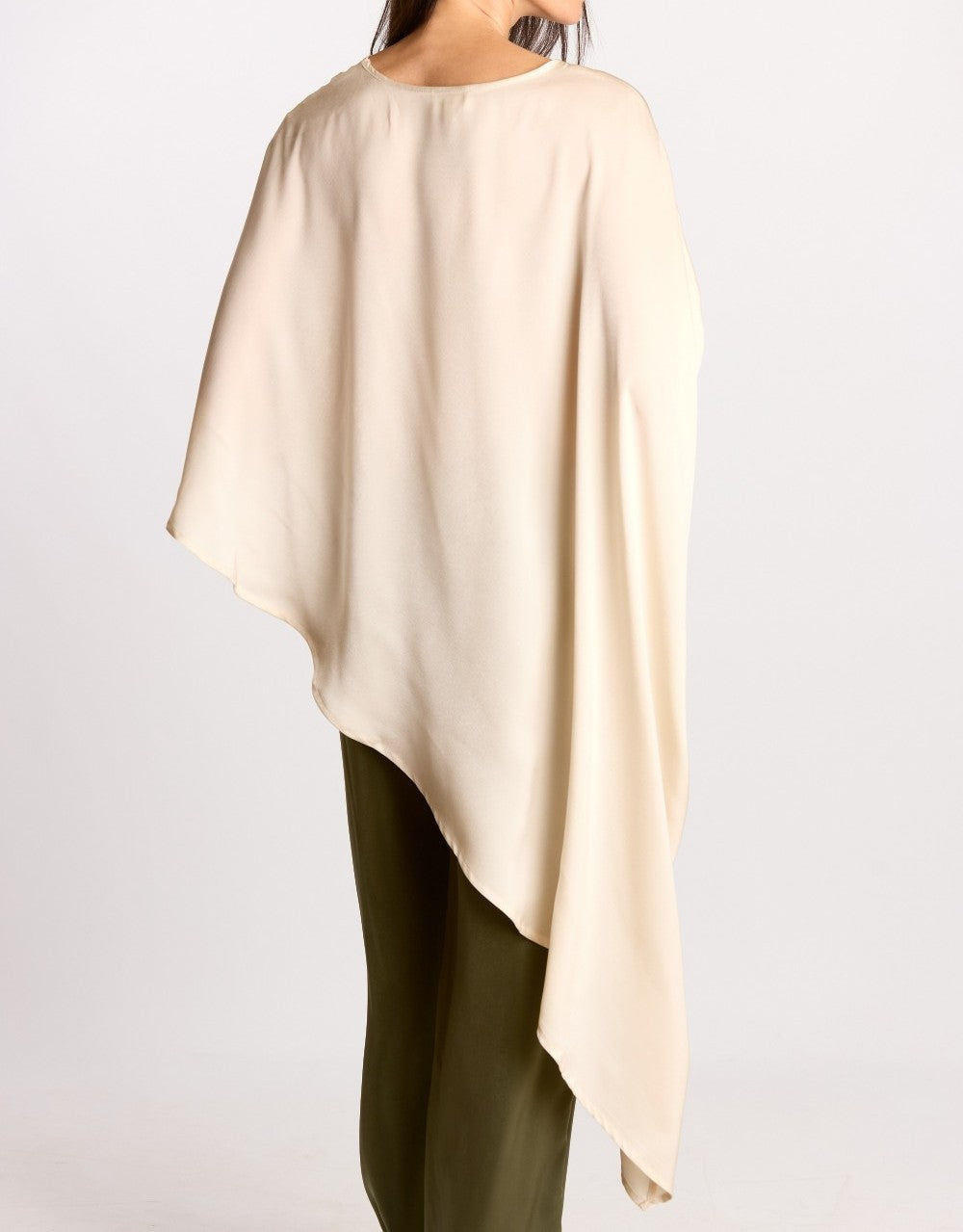 CHAMPAGNE SATIN ASYMMERTRICAL TUNIC TOP