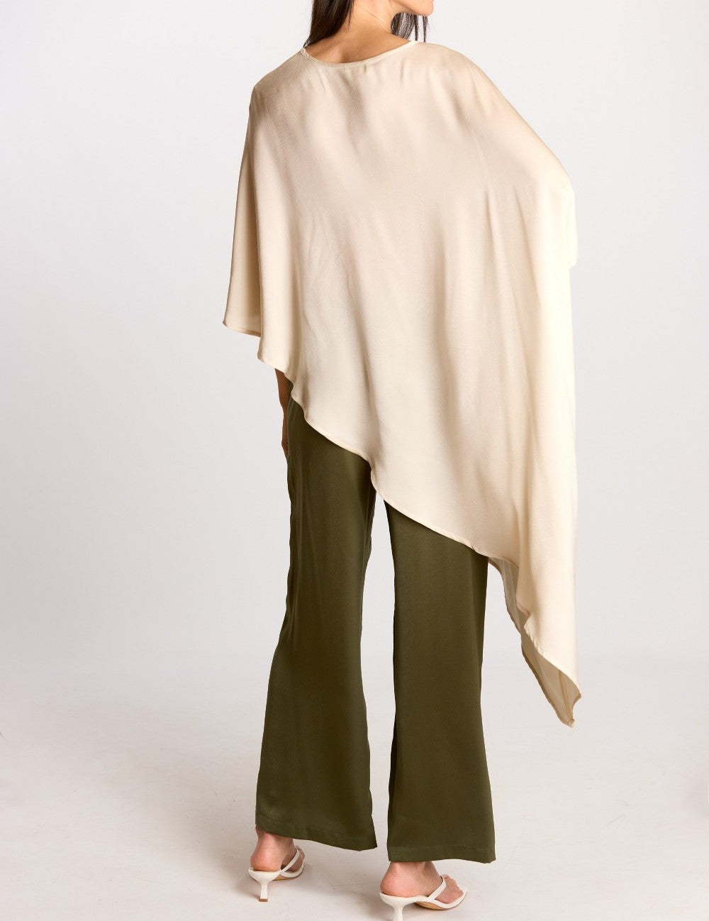 CHAMPAGNE SATIN ASYMMERTRICAL TUNIC TOP