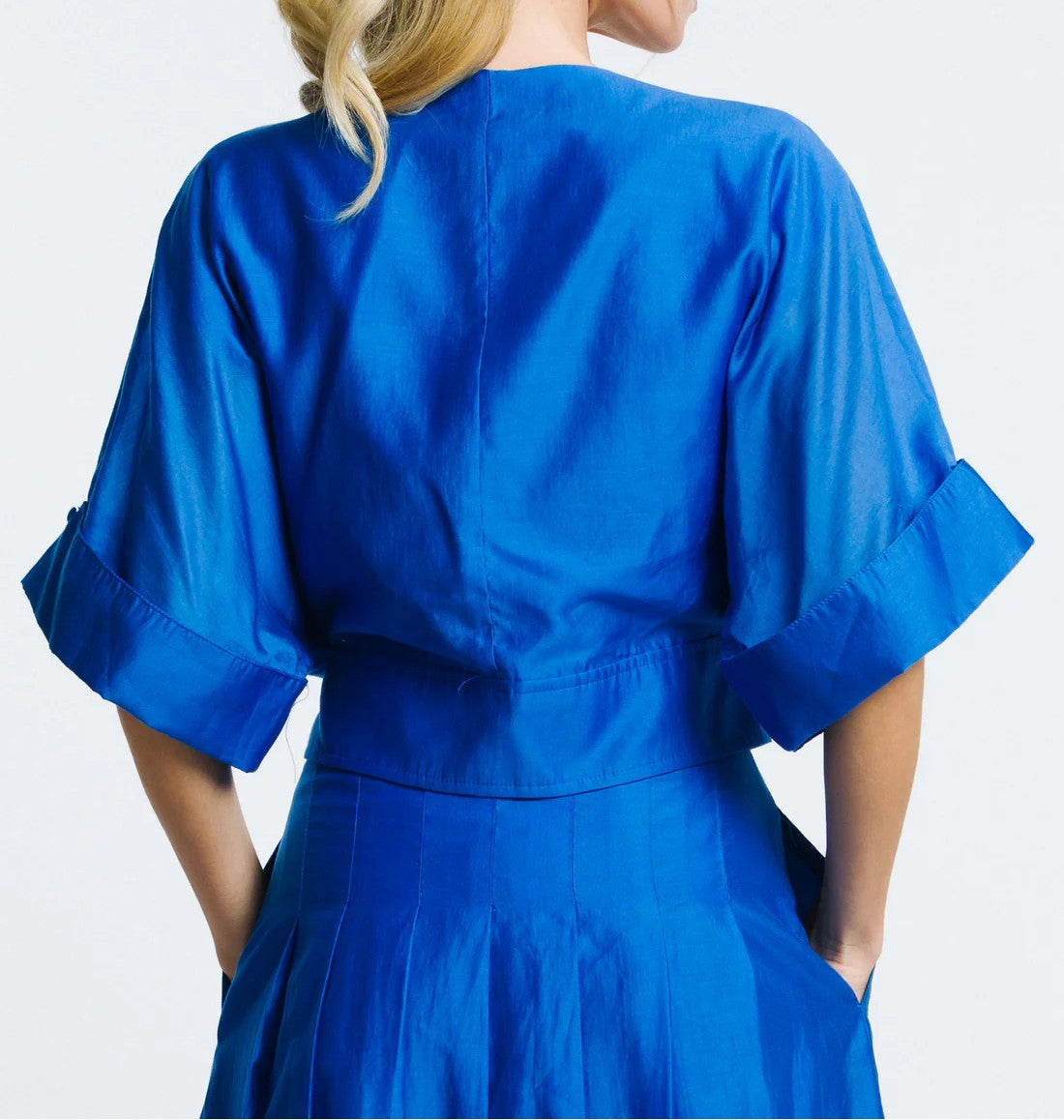 BLUE TIE FRONT CLARISA BLOUSE