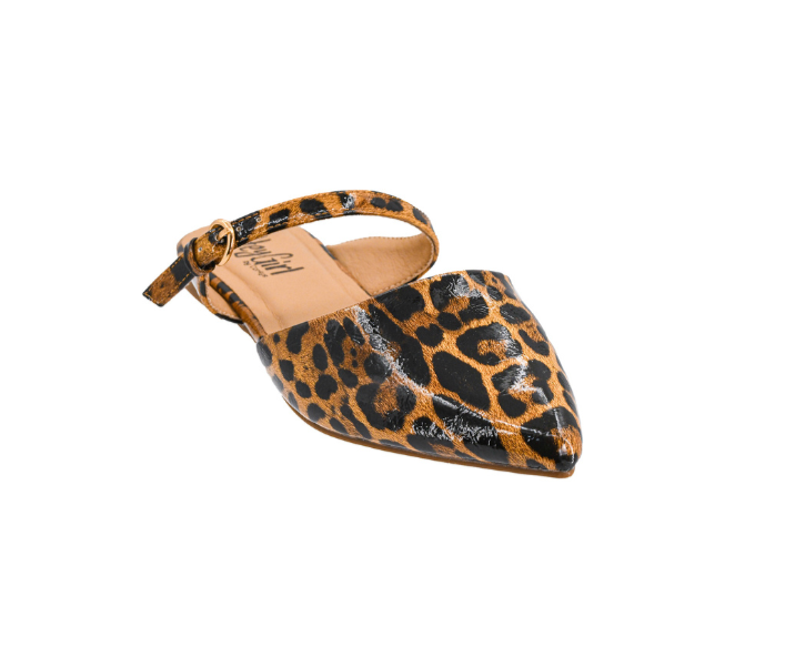 GLOSSY LEOPARD WANNA GRAB DRINKS POINTED TOE MARY JANE SLIP ON MULE