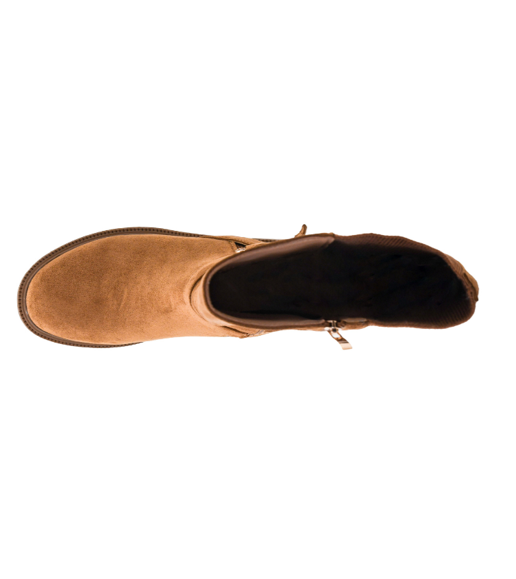 CAMEL FAUX SUEDE STRETCH BACK EQUESTRIAN WE RIDE AT DAWN BOOT
