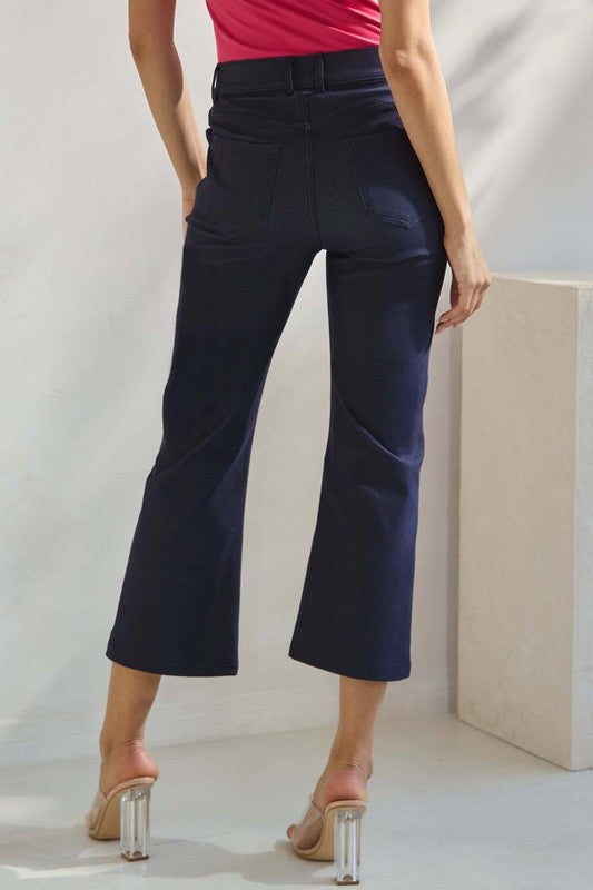 NAVY CLASSIC STRAIGHT LEG CROP PANTS