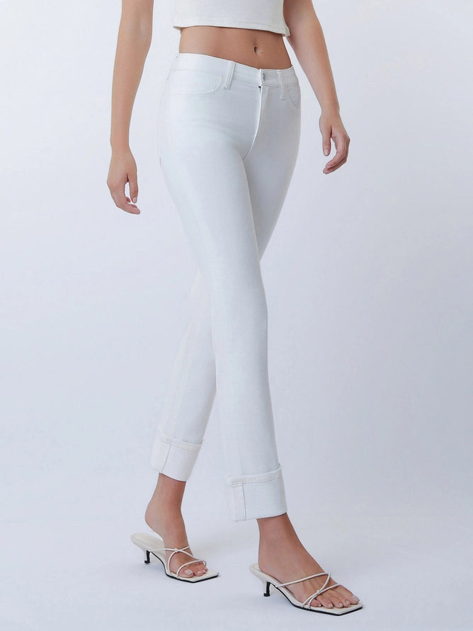 OPTIC WHITE MID RISE CROP SLIM STRAIGHT LEG JEAN