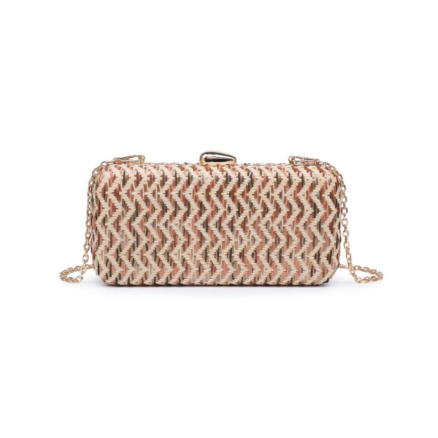 BEIGE MULTI TEXTURED WOVEN VALENTINA EVENING BAG
