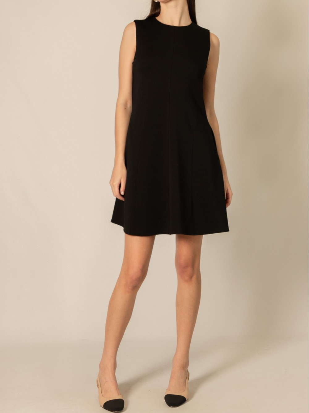 BLACK BUTTER MODAL FLARED DRESS
