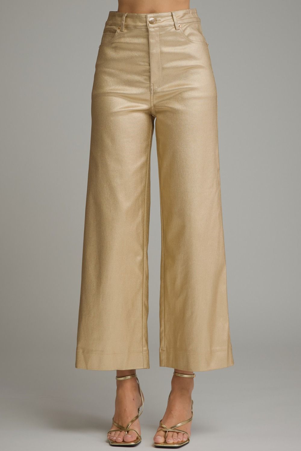 METALLIC GOLD WIDE LEG PANTS