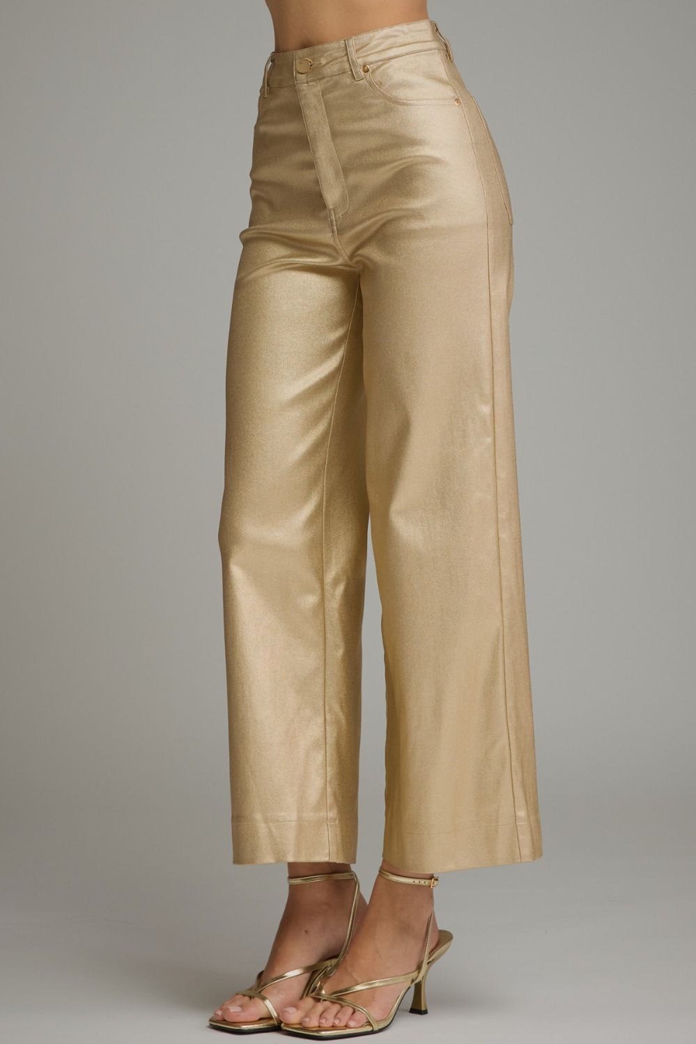 METALLIC GOLD WIDE LEG PANTS