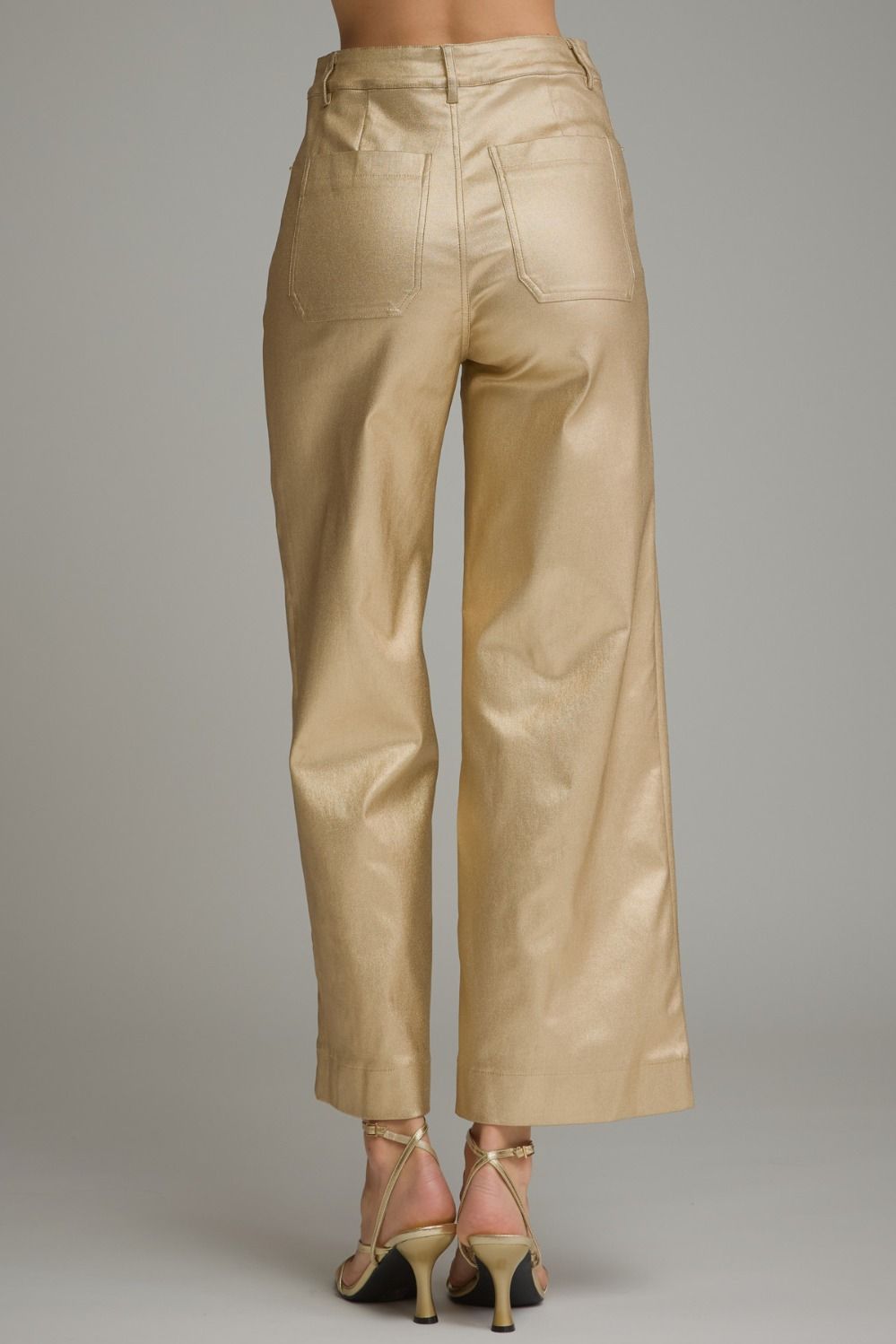 METALLIC GOLD WIDE LEG PANTS
