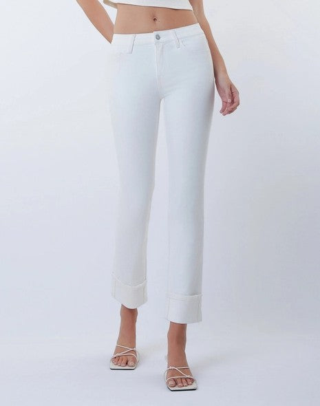 OPTIC WHITE MID RISE CROP SLIM STRAIGHT LEG JEAN