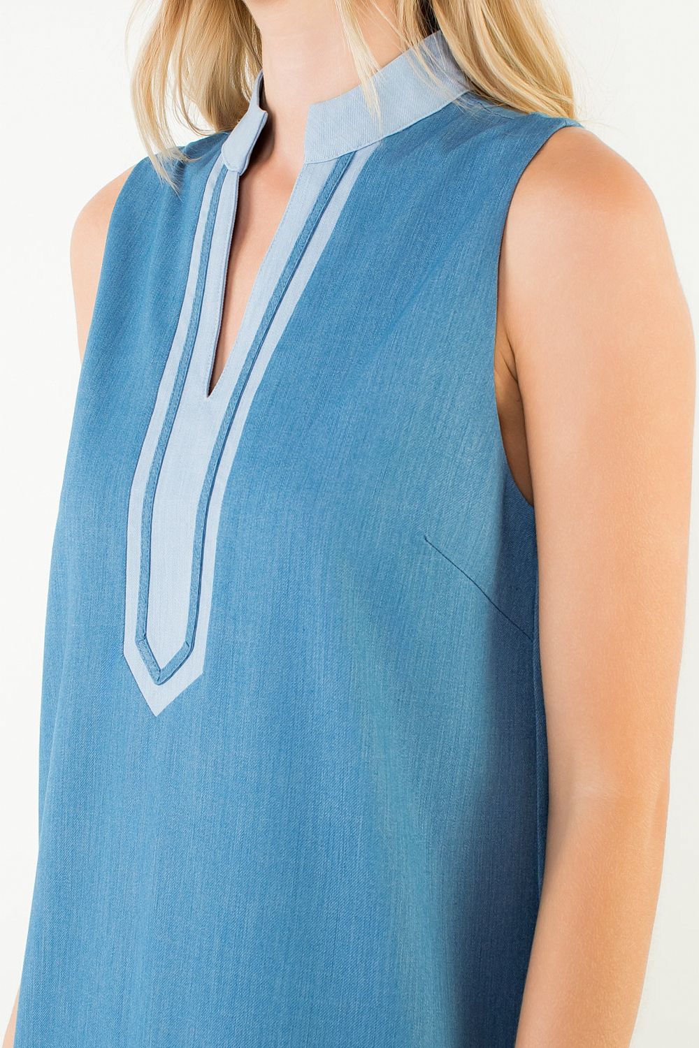 DENIM BLUE SLEEVELESS MINI DRESS