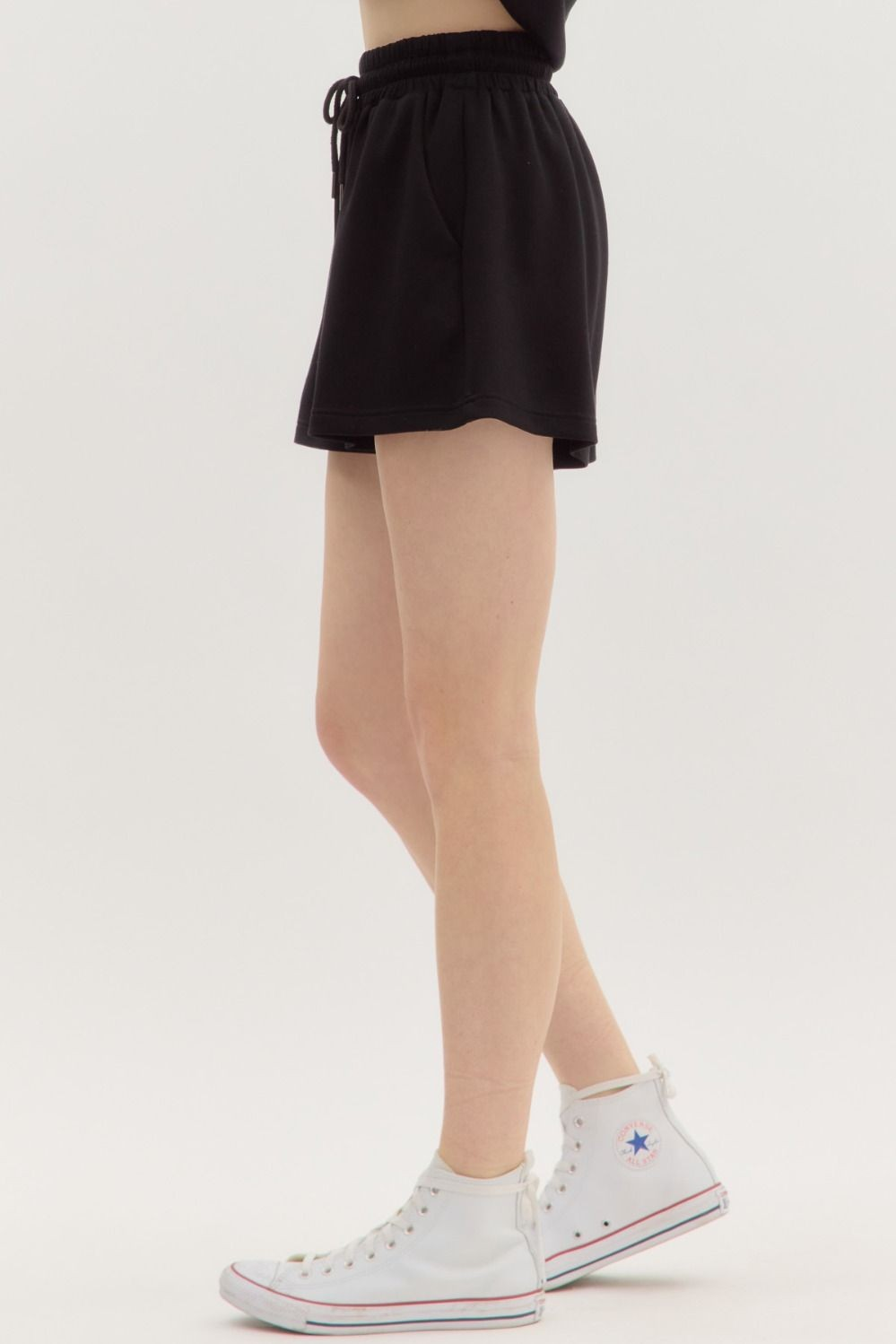 BLACK BUBBLE HEM PULLOVER SHORT SET