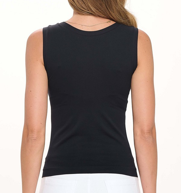 BLACK SEAMLESS ROUND NECK TANK