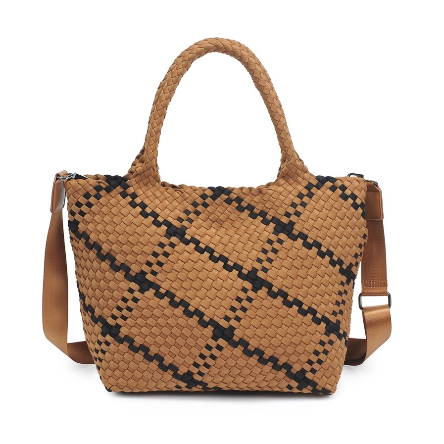 SAND BLACK WOVEN MEDIUM TOTE