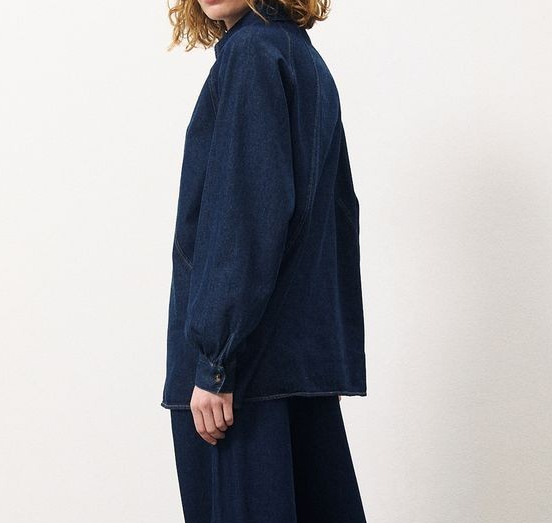 BLEU MARINE DENIM BUTTON UP LONG SLEEVE SHIRT
