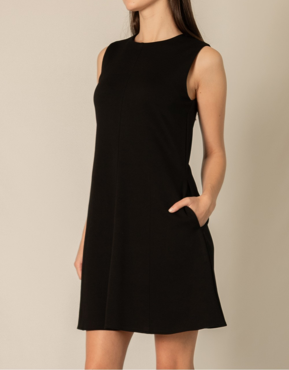 BLACK BUTTER MODAL FLARED DRESS
