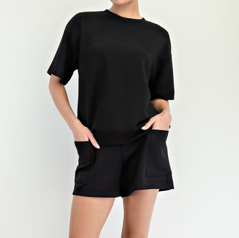 BLACK MODAL SCUBA BASIC SHORT SLEEVE TOP