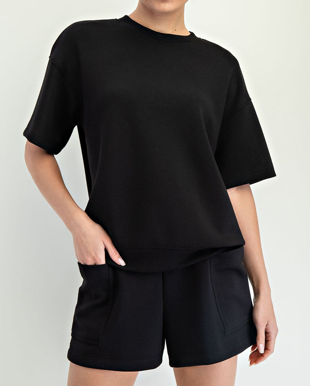 BLACK MODAL SCUBA BASIC SHORT SLEEVE TOP