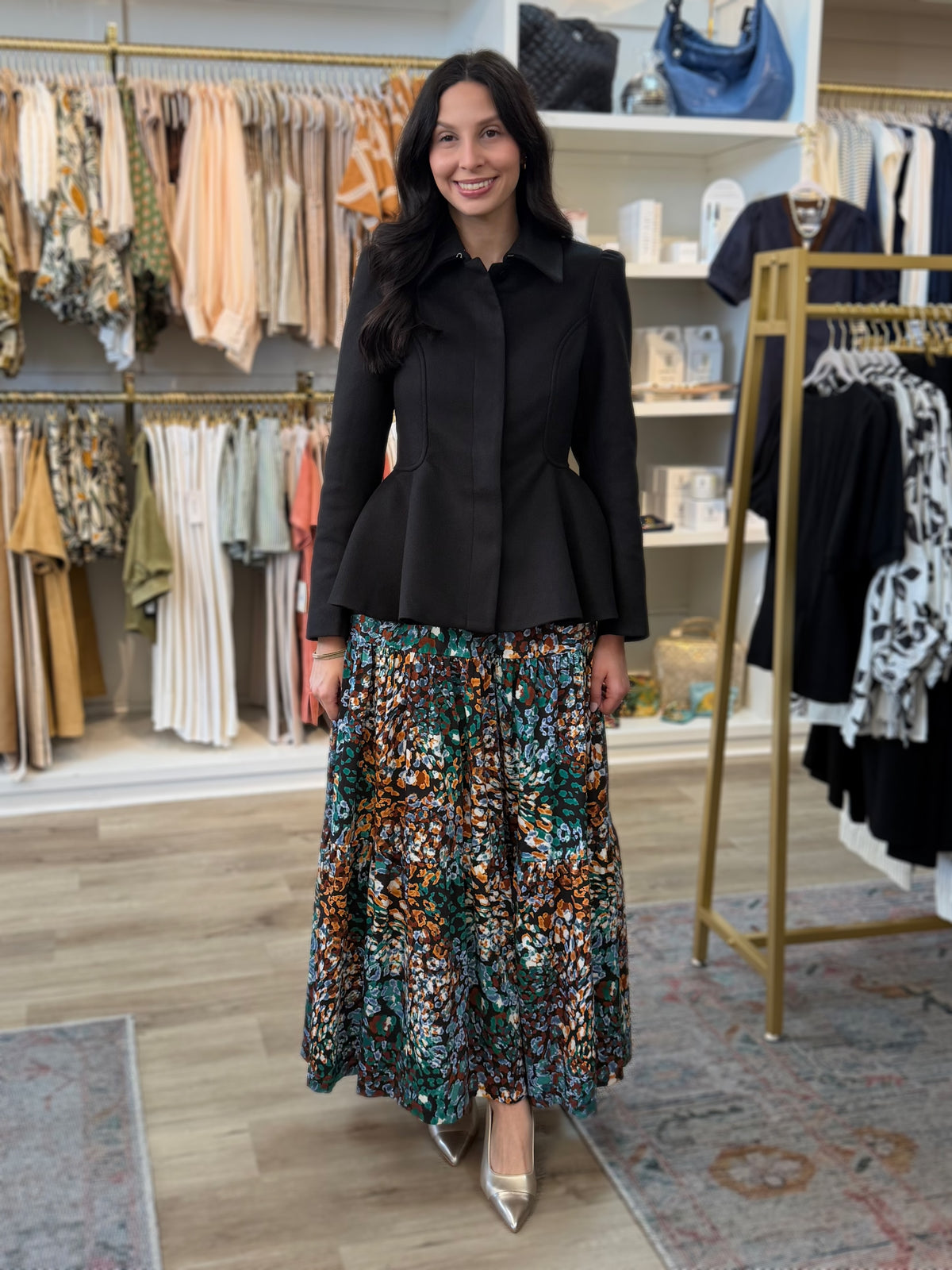 MULTI URBAN JUNGLE LEOPARD MAXI WINTOUR SKIRT