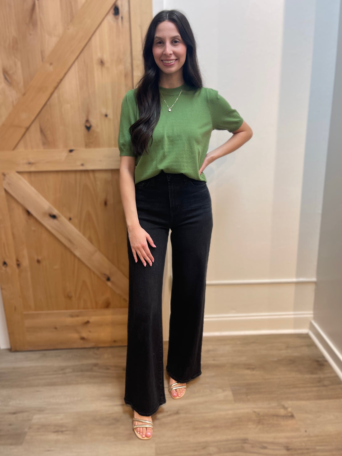 SPRUCE KNIT SHORT PUFF SLEEVE TOP