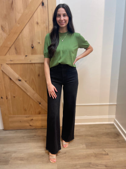 SPRUCE KNIT SHORT PUFF SLEEVE TOP