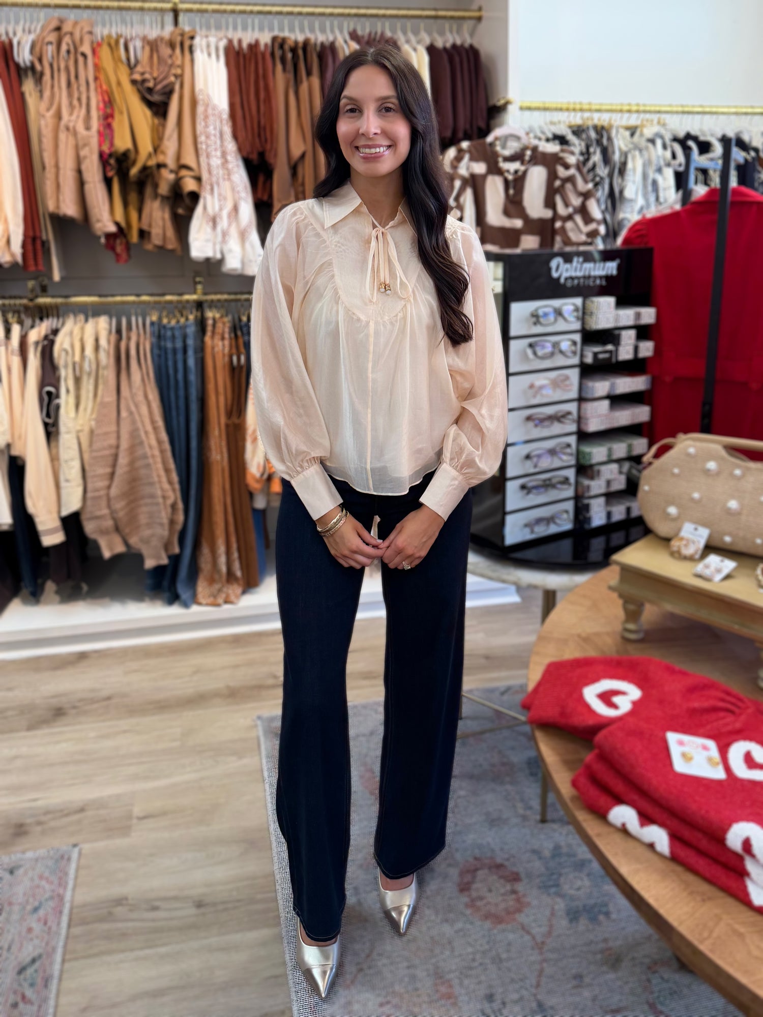 CREAM QUARTER ZIP WITH TOP STITCH DETAIL GEORGINA TOP