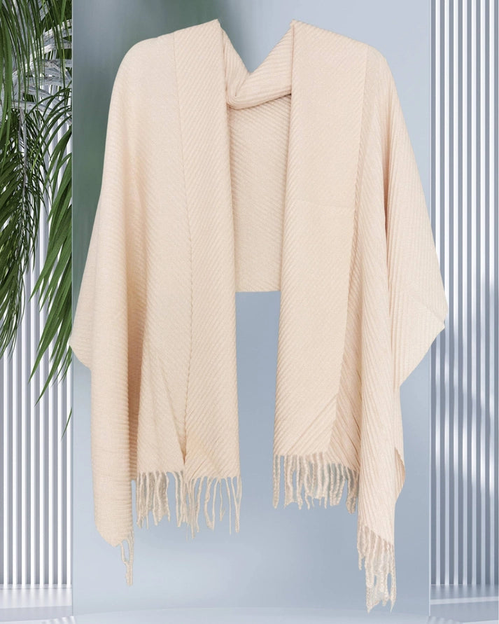 ROSE BEIGE SOFT FRINGED SCARF/SHAWL