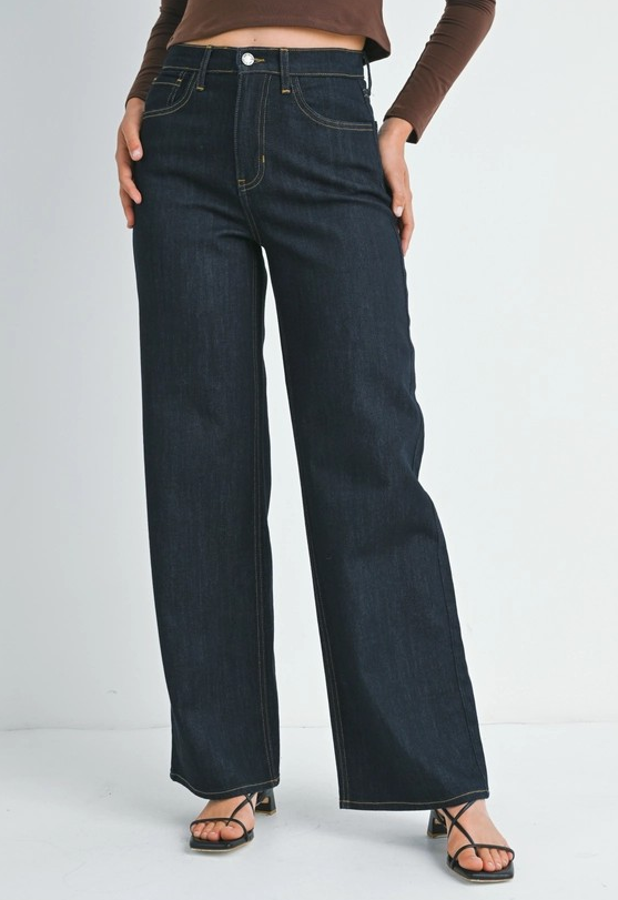 SUPER DARK DENIM RELAXED WIDE LEG JEAN