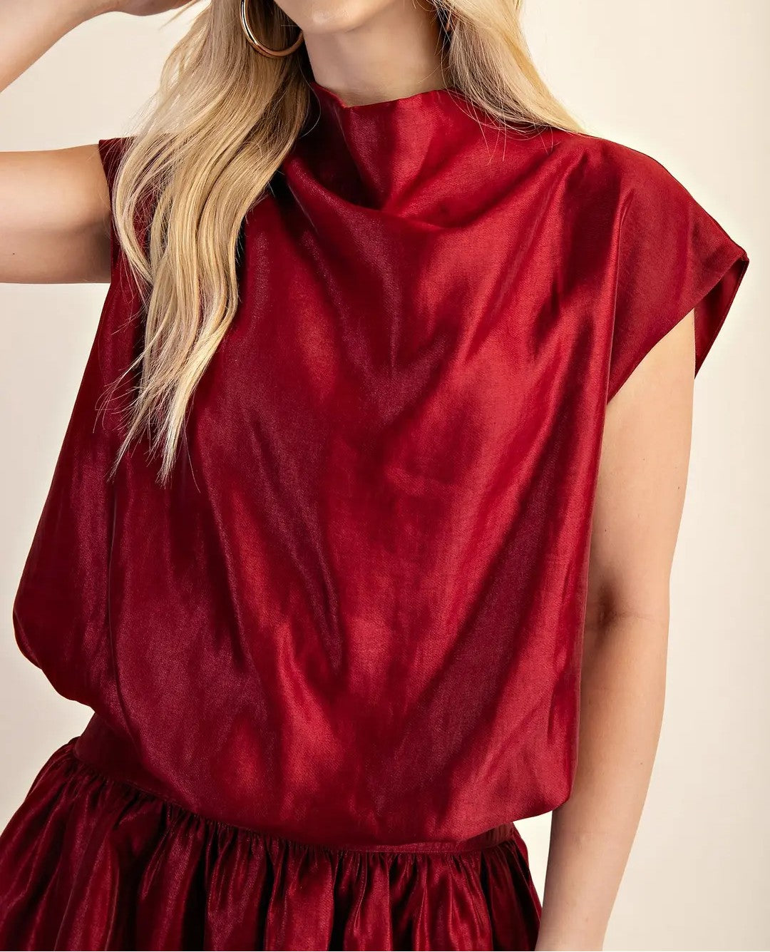 BURGUNDY HIGH NECK BALLOON TOP