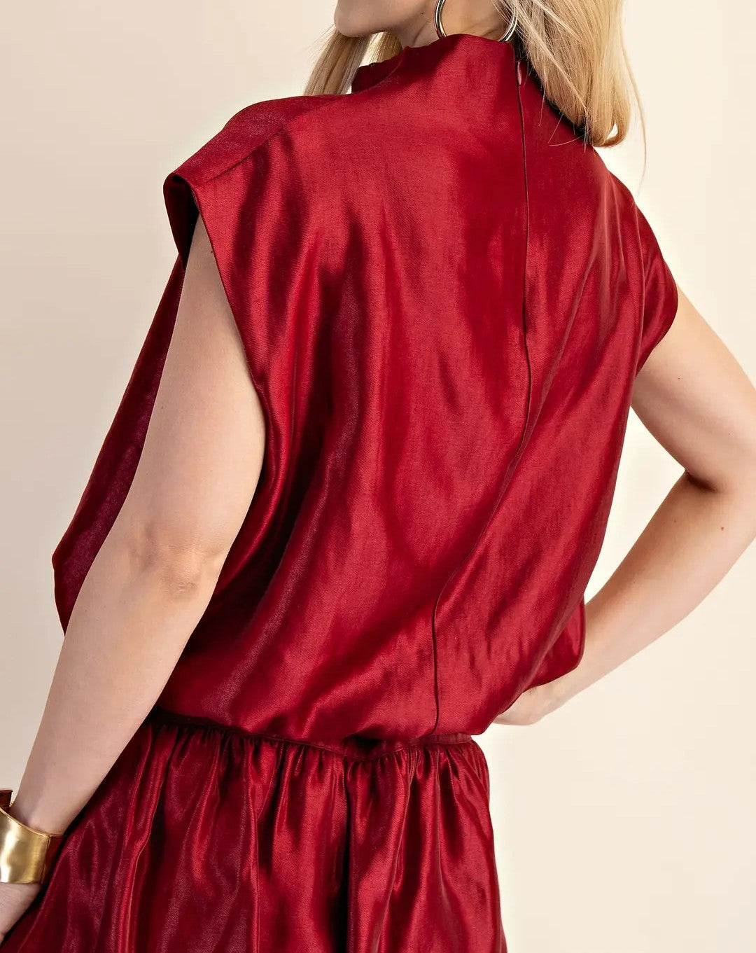 BURGUNDY HIGH NECK BALLOON TOP