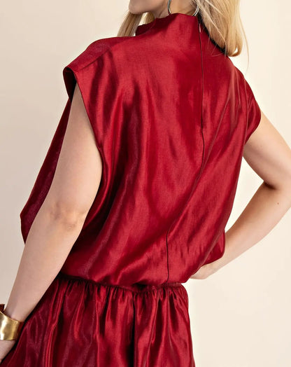 BURGUNDY HIGH NECK BALLOON TOP