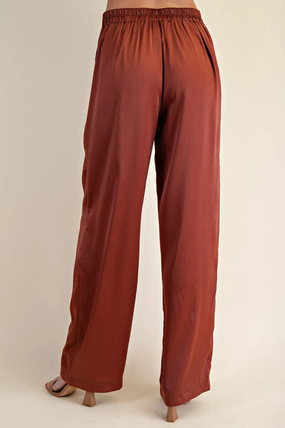 SIENNA HIGH-WAISTED WIDE LEG SATIN PANTS