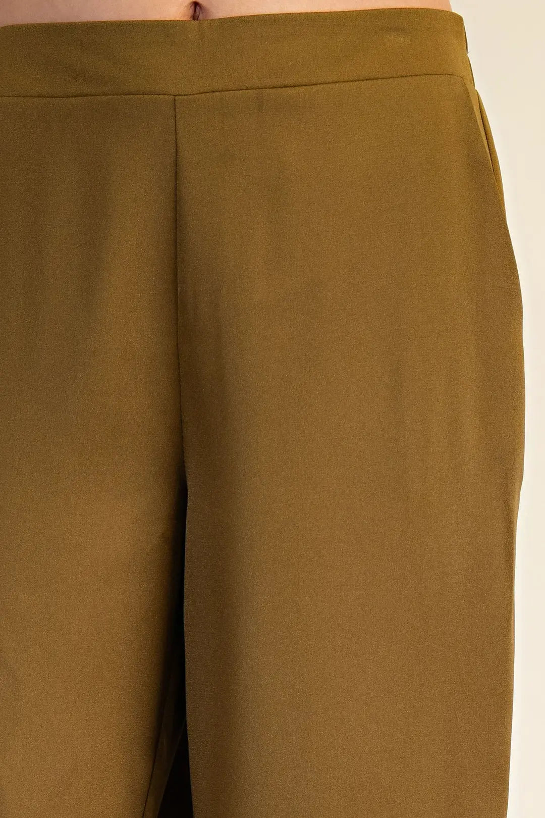 GOLDEN OLIVE HIGH-WAISTED WIDE LEG SATIN PANTS