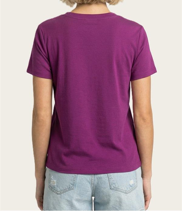 MAGENTA ROUND NECK BASIC JERSEY SHORT SLEEVE TOP