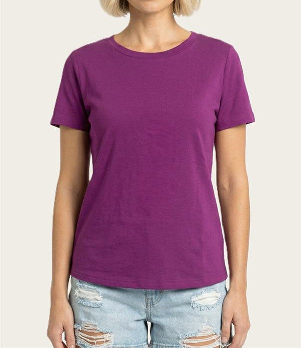 MAGENTA ROUND NECK BASIC JERSEY SHORT SLEEVE TOP