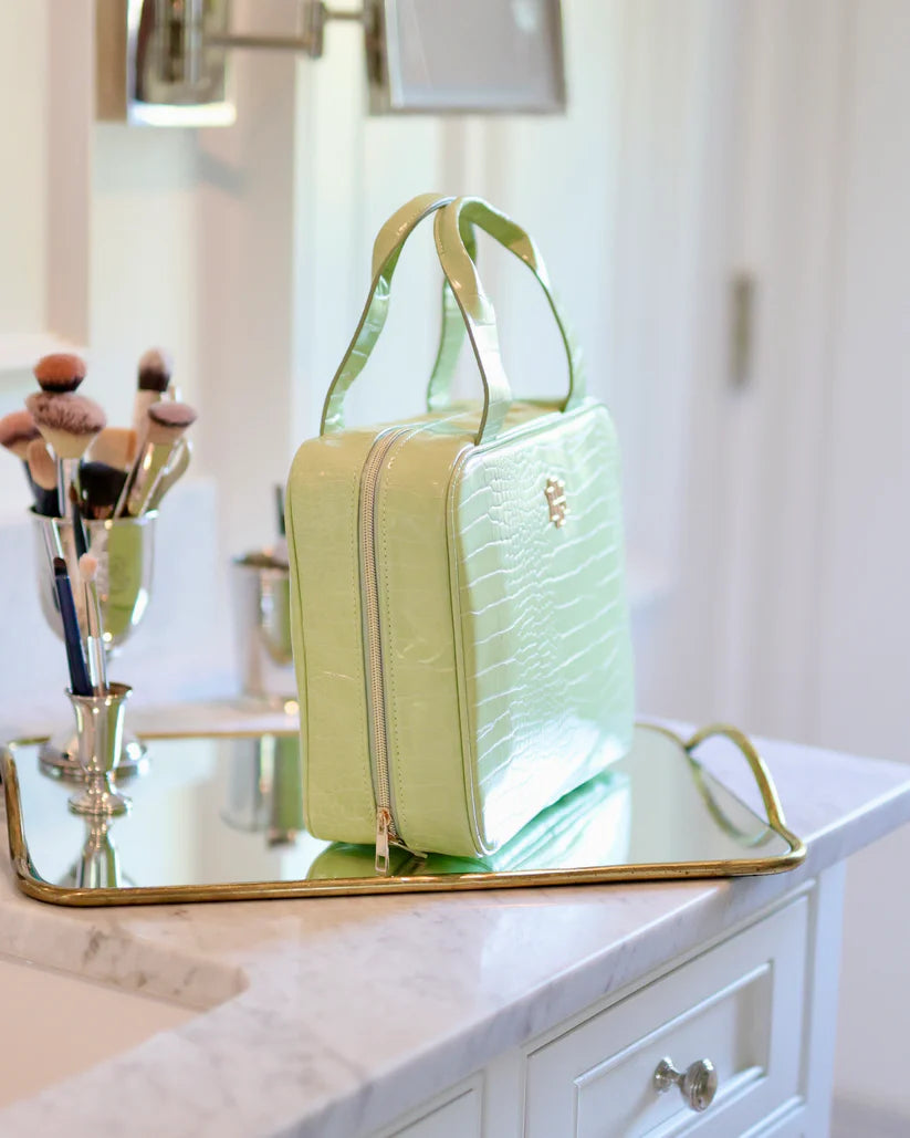 LIME EMBOSSED CROC PUNTA CANA LARGE CASE