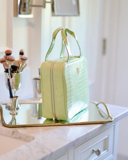 LIME EMBOSSED CROC PUNTA CANA LARGE CASE