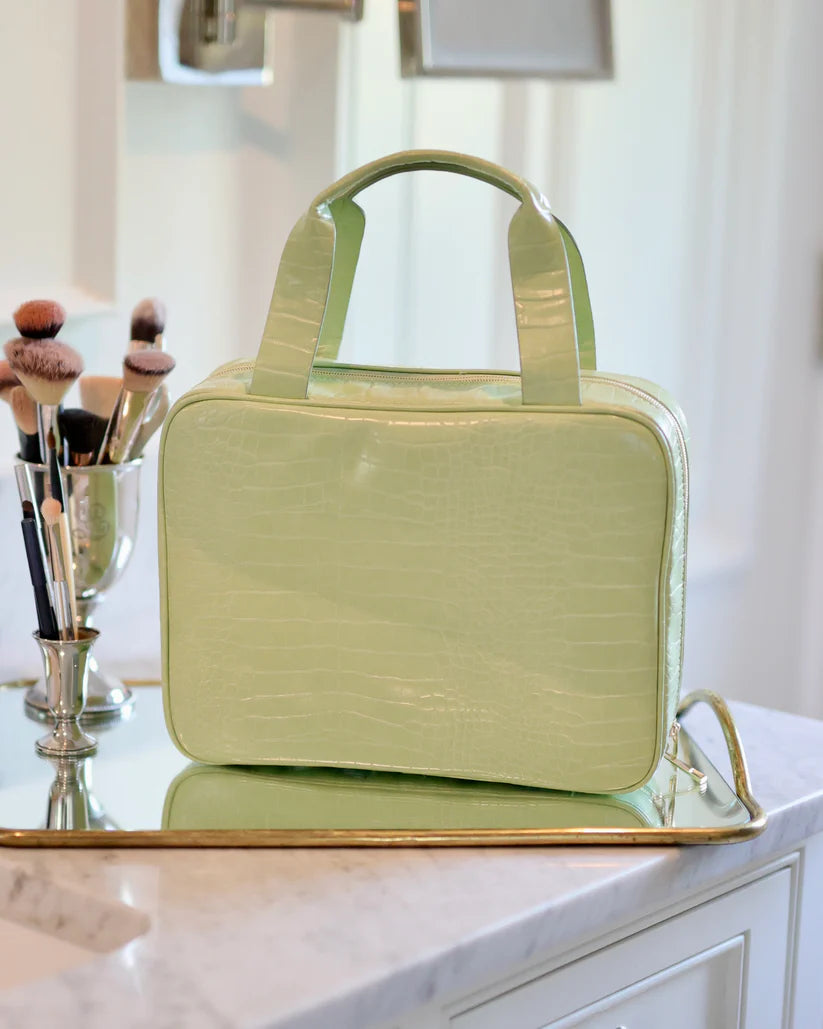 LIME EMBOSSED CROC PUNTA CANA LARGE CASE