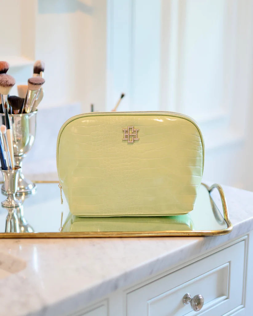 LIME EMBOSSED CROC CAPRI LARGE POUCH