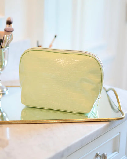LIME EMBOSSED CROC CAPRI LARGE POUCH