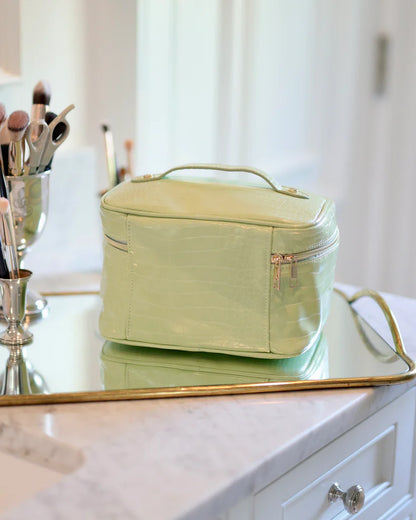 LIME EMBOSSED CROC HAMPTON TRAIN CASE