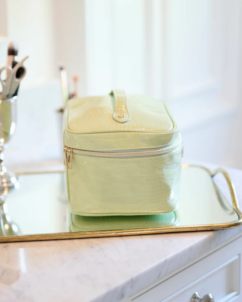 LIME EMBOSSED CROC HAMPTON TRAIN CASE