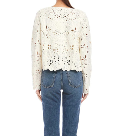 CREAM CROCHET DETAIL OPEN FRONT EMERY JACKET