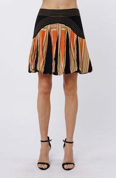 BLACK MULTI ABSTRACT GEO PRINT BUBBLE DANIELA MINI SKIRT