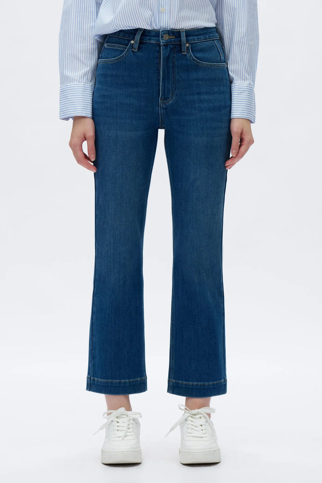 MEDIUM BLUE HIGH RISE STRAIGHT LEG JEANS