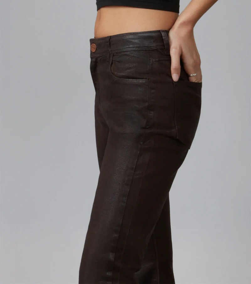 BLACK COFFEE COATED HIGH-RISE BOOTCUT JEANS