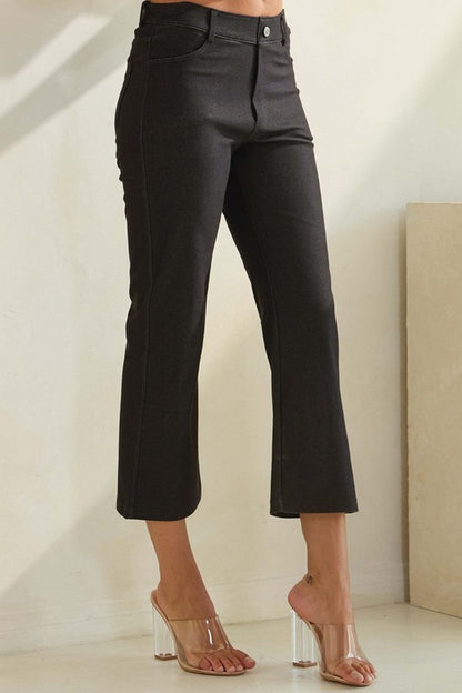BLACK CLASSIC STRAIGHT LEG CROP PANTS
