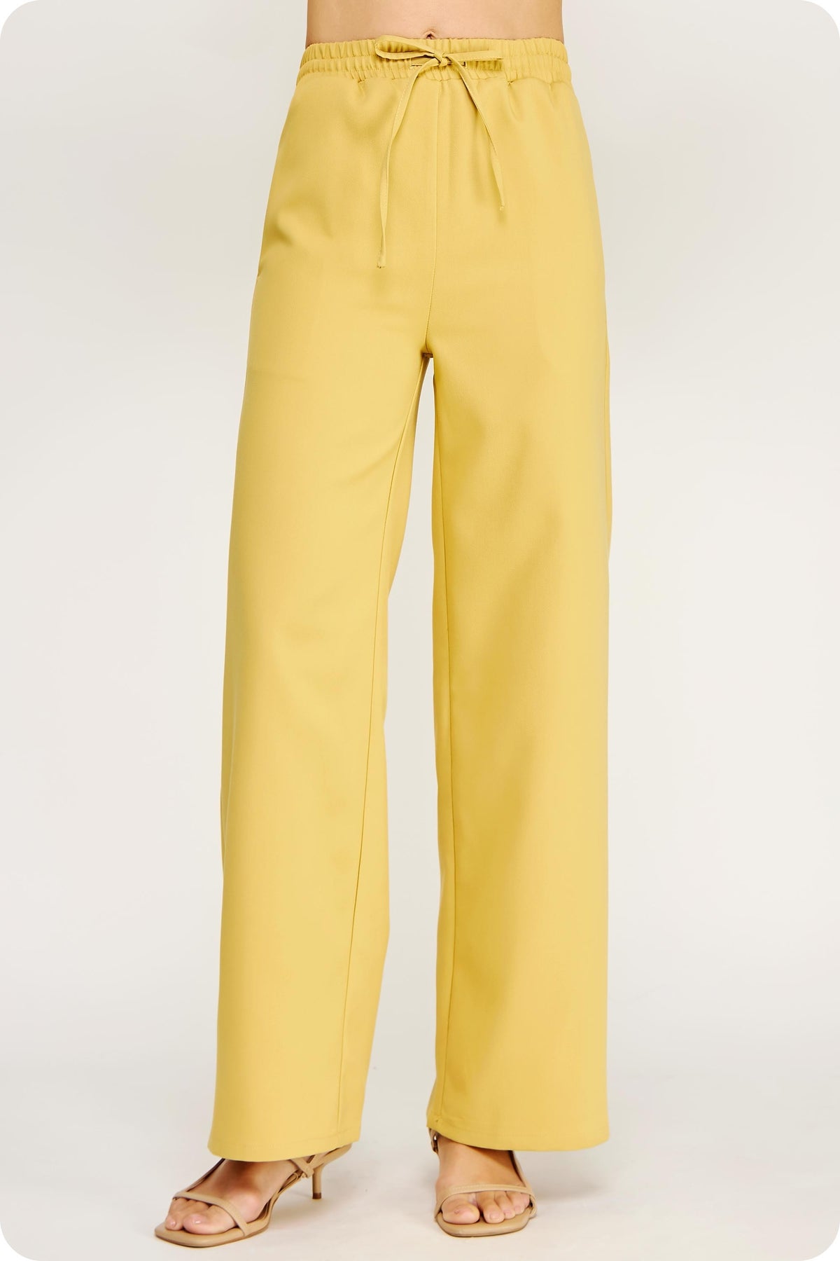 HONEY MUSTARD YELLOW STRAIGHT WIDE LEG SUITING PANTS