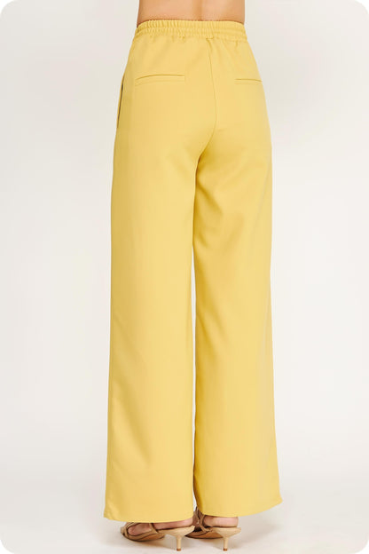 HONEY MUSTARD YELLOW STRAIGHT WIDE LEG SUITING PANTS