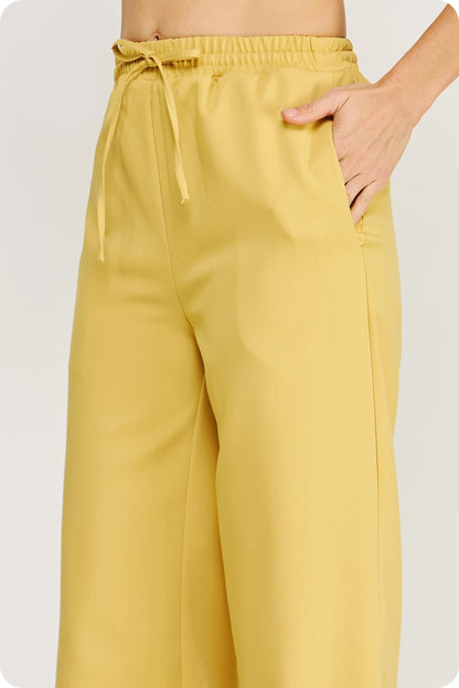 HONEY MUSTARD YELLOW STRAIGHT WIDE LEG SUITING PANTS